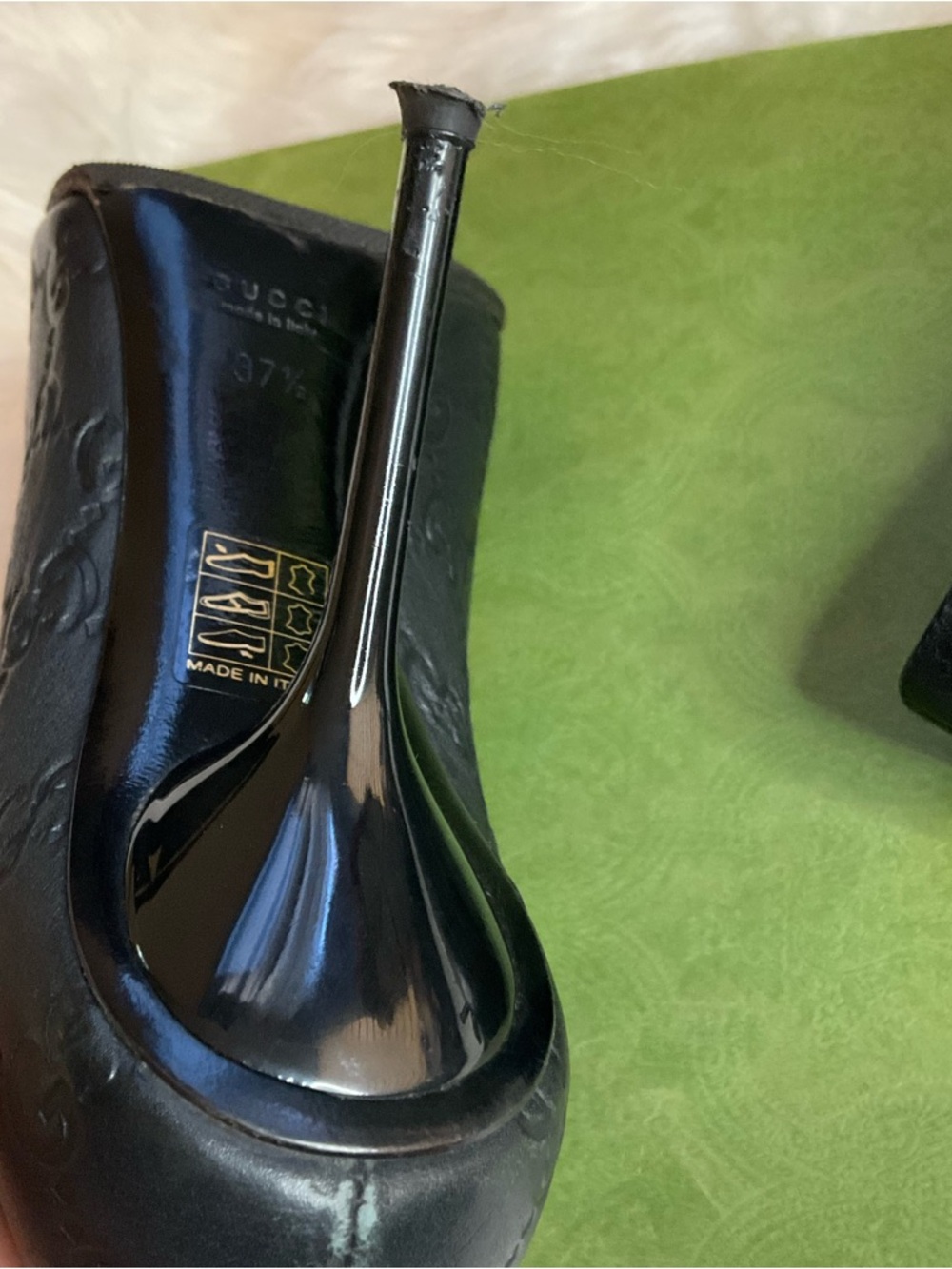 Gucci Black Guccissima Peep-Toe Heels - Picture 10 of 13